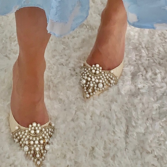 Bella Pearl Embellished Kitten Heel shoes - Picture 4 of 6